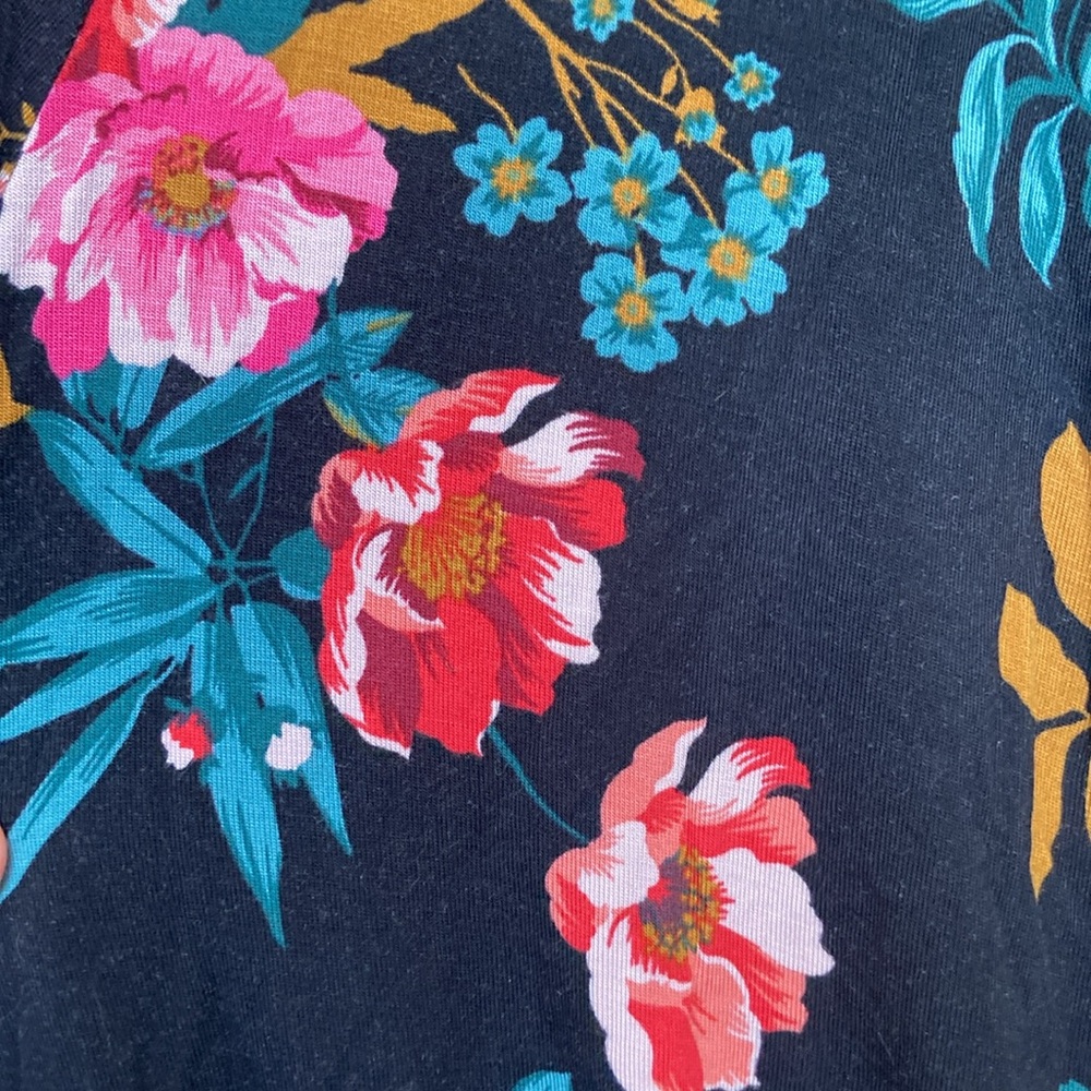 LOFT dress black with Floral Print with back cut out 6P 6 petite casual party - Picture 10 of 17